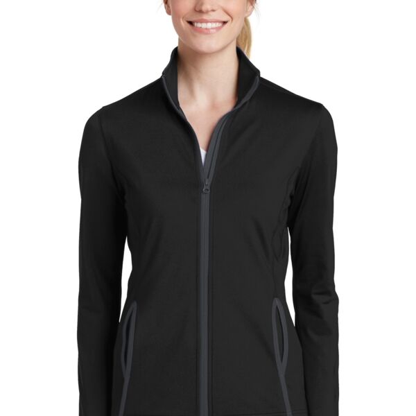 Sport Tek Women's Sport Wick ® Stretch Contrast Full Zip Jacket LST853 Women's Sport Wick ® Stretch Contrast Full Zip Jacket Thumbnail