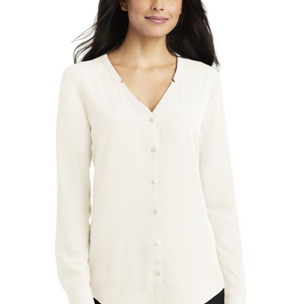 Port Authority Ladies Long Sleeve Button Front Blouse LW700 Ladies Long Sleeve Button Front Blouse Thumbnail